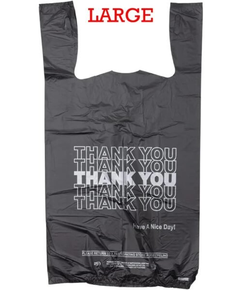 THANK YOU LARGE BLACK PLASTIC BAGS 1/6