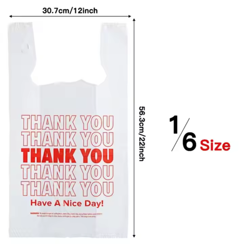 THANK YOU LARGE WHITE PLASTIC BAGS 1/6