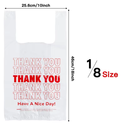 THANK YOU MEDIUM WHITE PLASTIC BAGS 1/8