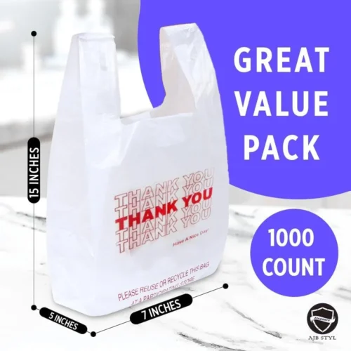 THANK YOU SMALL WHITE PLASTIC BAGS 1/10